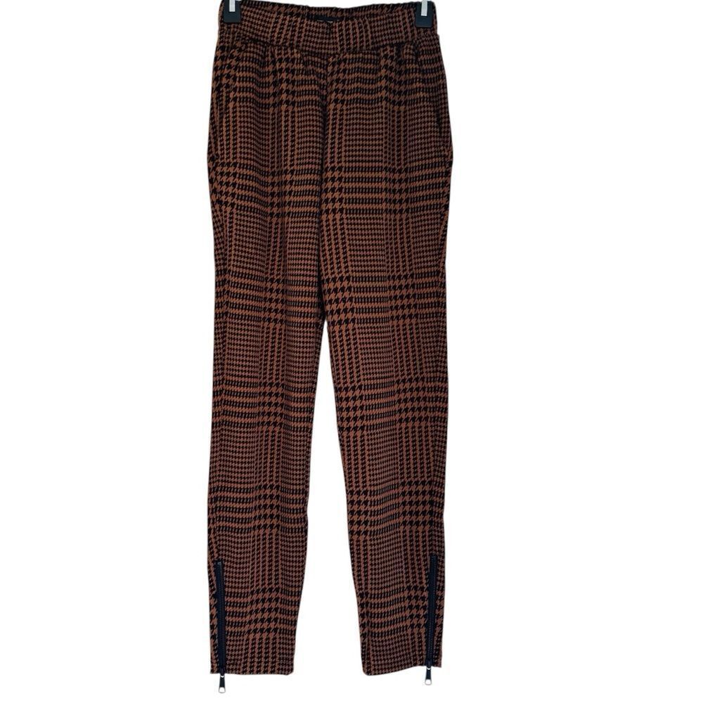 Universal Standard Brown Plaid Moro Pocket Signature Ponte Pants Zipper Hem
